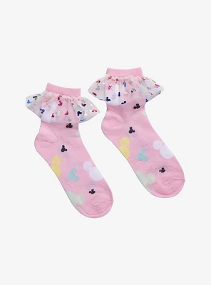 Disney Mickey Mouse Multicolor Foil Tulle Ankle Socks