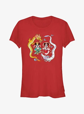 Disney Mickey Mouse & Minnie With Dragons Girls T-Shirt