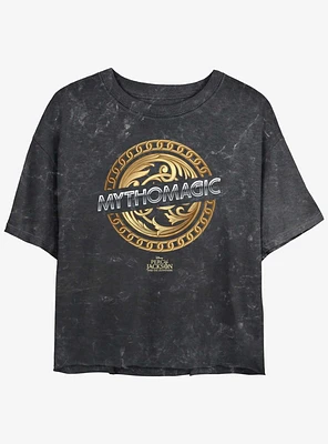 Disney Percy Jackson And The Olympians Mythomagic Logo Mineral Wash Girls Crop T-Shirt