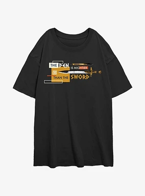 Disney Percy Jackson And The Olympians Pen Is Mightier Than Sword Girls Oversized T-Shirt