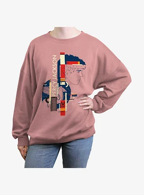 Disney Percy Jackson And The Olympians Pegasus Geometric Girls Oversized Sweatshirt