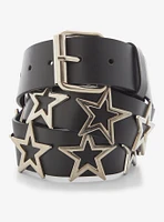 Black & Silver Star Faux Leather Belt