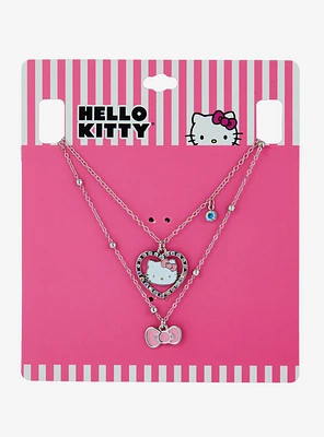 Hello Kitty Bling Heart Bow Necklace Set