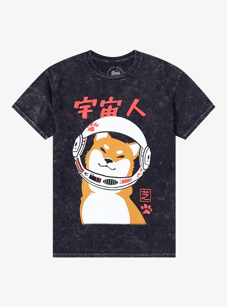 Astro Shiba Mineral Wash T-Shirt By Bandage Brigade