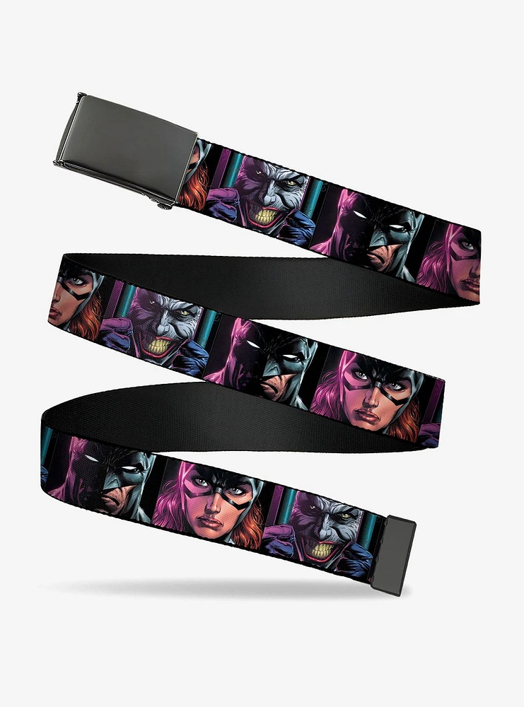 DC Comics Batman Batgirl And Joker Comic Book Face Close Ups Flip Web Belt