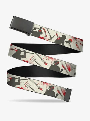 Friday The 13th Weapons And Character Icons Collages Flip Web Belt