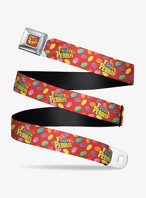 The Flintstones Post Fruity Pebbles Logo And Cereal Scattered Seatbelt Belt