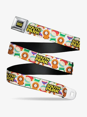 South Park Title Logo And Characters Scattered Seatbelt Belt