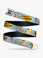 Cow And Chicken Title Logo Character Poses Seatbelt Belt