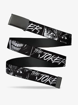 DC Comics The Joker Smiling Eyes Sketch Close Up Flip Web Belt