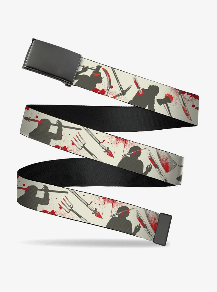 Friday The 13th Weapons And Character Icons Collages Flip Web Belt