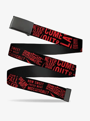 Friday The 13th Quotes Collage Flip Web Belt