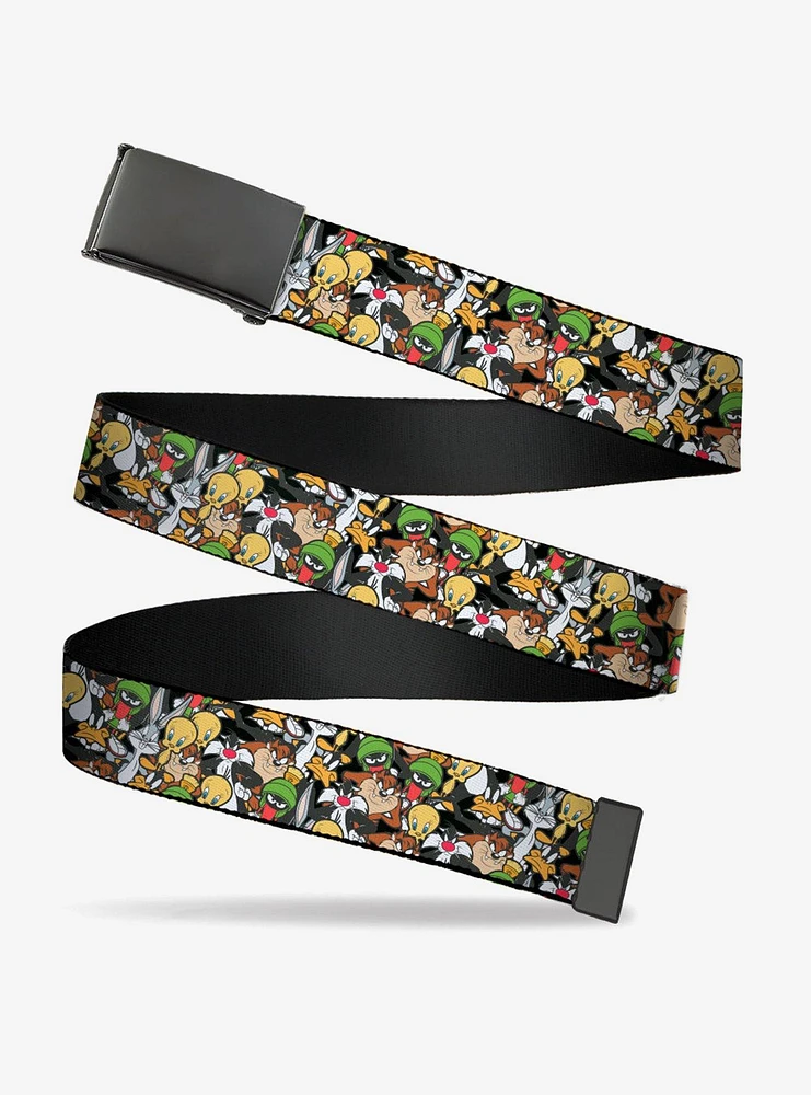 Looney Tunes Character Stacked Collage Flip Web Belt