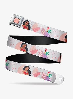 Disney Moana And Hei Poses With Flowers Beige Seatbelt Belt