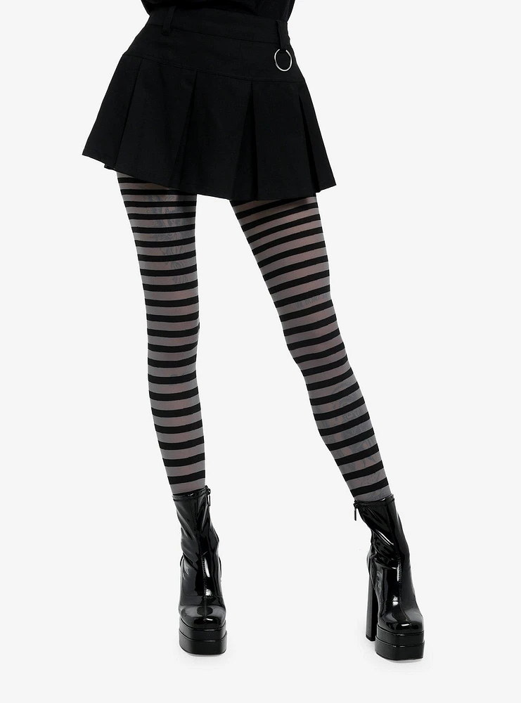 Black & Grey Stripe Tights