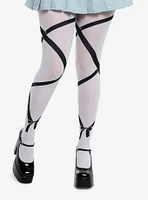 Black & White Ribbon Wrap Tights