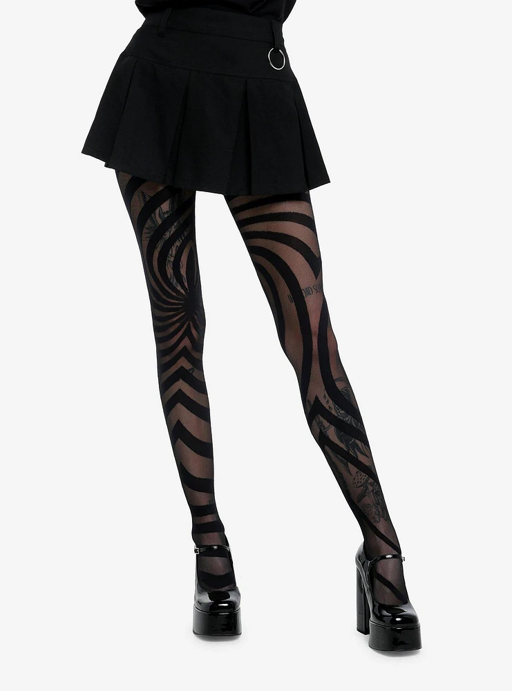 Black Sheer Swirl Tights