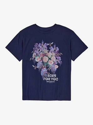 Bridgerton I Burn For You Flowers Boyfriend Fit Girls T-Shirt