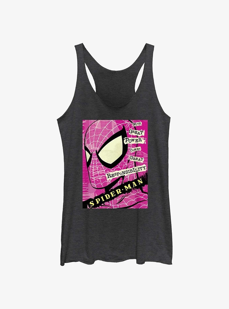 Marvel Spider-Man Power And Responsibility Quote Girls Tank