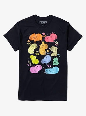 Rainbow Capybara Grid T-Shirt By TaylorRoss1
