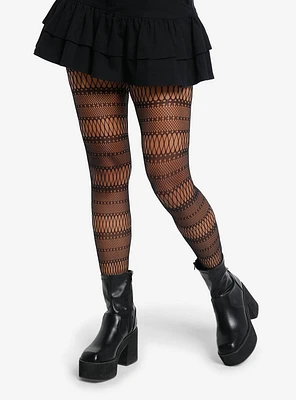 Black Fishnet Stripe Tights