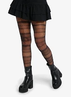 Black Fishnet Stripe Tights