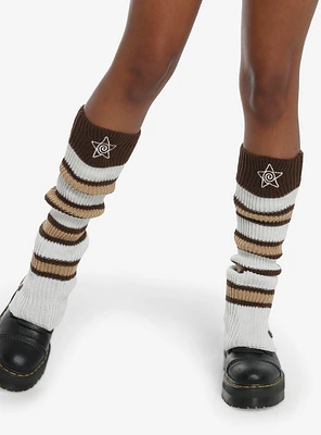 Brown Stripe Star Leg Warmers