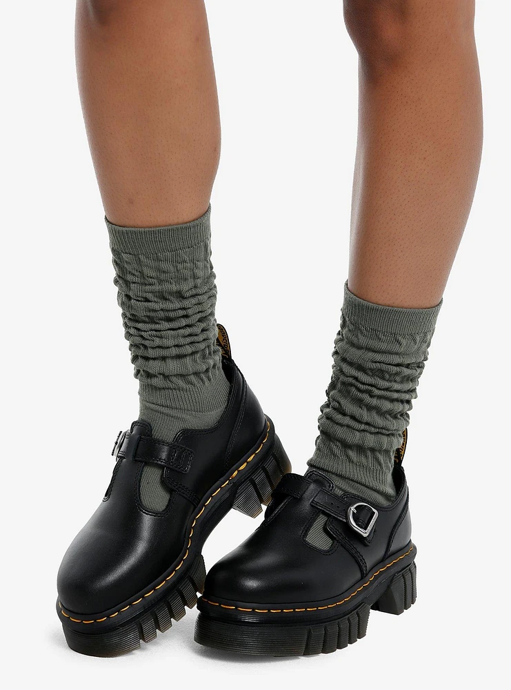 Olive Slouch Knee-High Socks