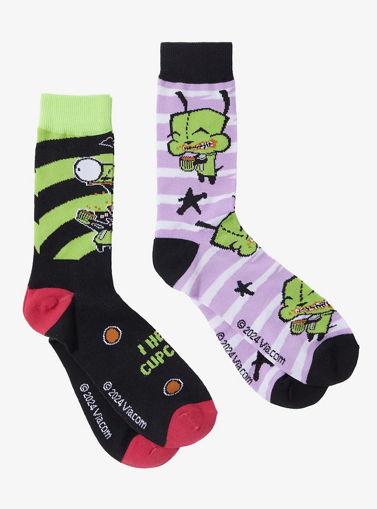 Invader Zim GIR Stripe Crew Socks 2 Pair