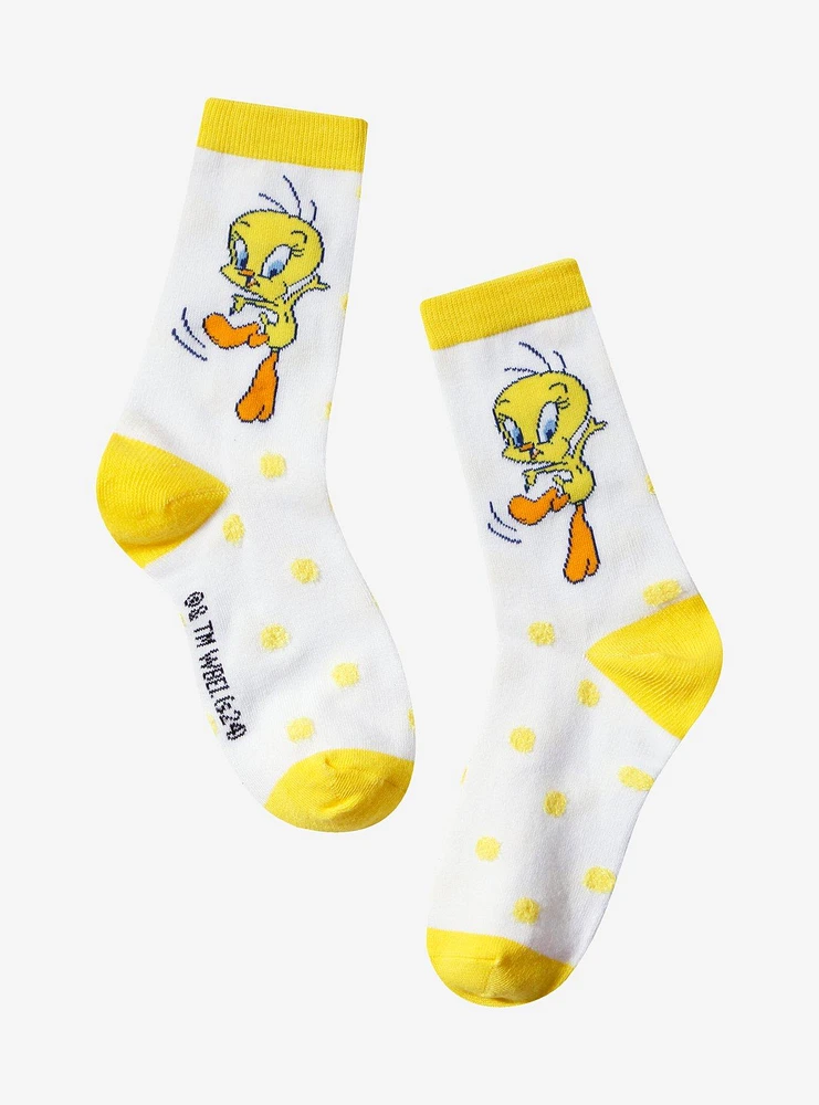 Looney Tunes Tweety Polka Dot Crew Socks