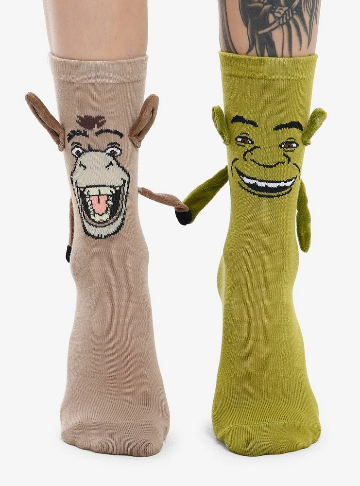 Shrek Donkey Magnetic Arms Mismatch Crew Socks