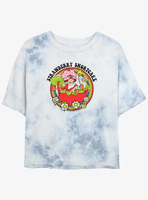 Strawberry Shortcake Rainbow Mushroom Girls Tie-Dye Crop T-Shirt