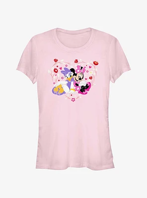 Disney Minnie Mouse & Daisy Duck Flowers Heart Girls T-Shirt