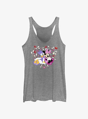 Disney Minnie Mouse & Daisy Duck Flowers Heart Girls Tank Top