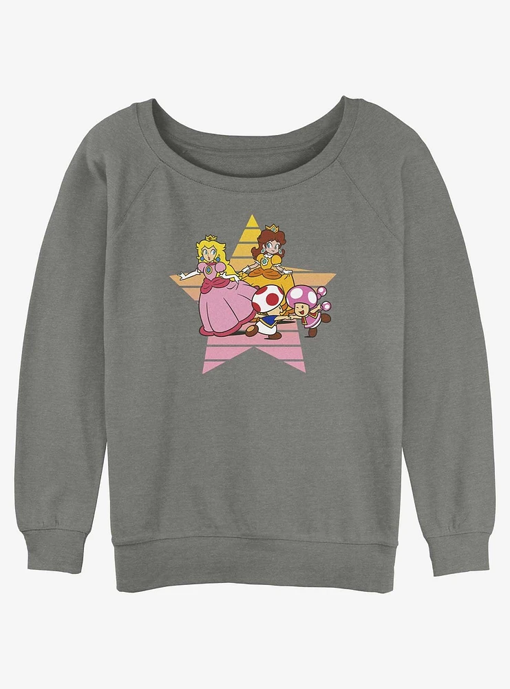 Nintendo Princess Peach & Daisy Star Girls Slouchy Sweatshirt