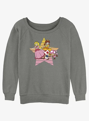 Nintendo Princess Peach & Daisy Star Girls Slouchy Sweatshirt