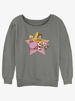 Nintendo Princess Peach & Daisy Star Girls Slouchy Sweatshirt