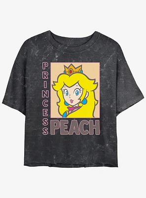 Nintendo Framed Princess Peach Girls Mineral Wash Crop T-Shirt