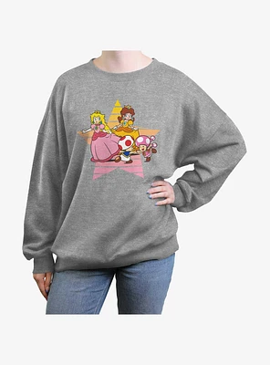 Nintendo Princess Peach & Daisy Star Girls Oversized Sweatshirt