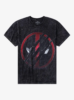 Marvel Deadpool & Wolverine Scratch Logo Wash T-Shirt