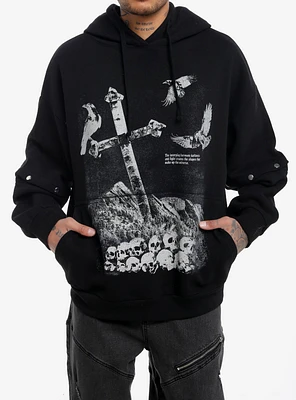 Social Collision Crows & Skulls Button-Sleeve Hoodie