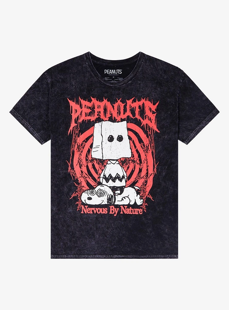 Peanuts Nervous By Nature Dark Wash T-Shirt