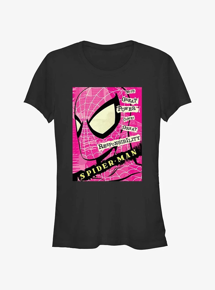 Marvel Spider-Man Power And Responsibility Quote Girls T-Shirt