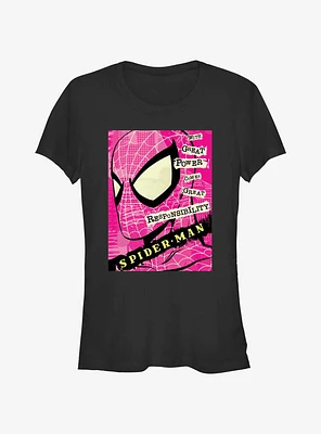 Marvel Spider-Man Power And Responsibility Quote Girls T-Shirt