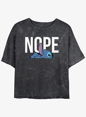 Disney Lilo & Stitch Nope Girls Mineral Wash Crop T-Shirt