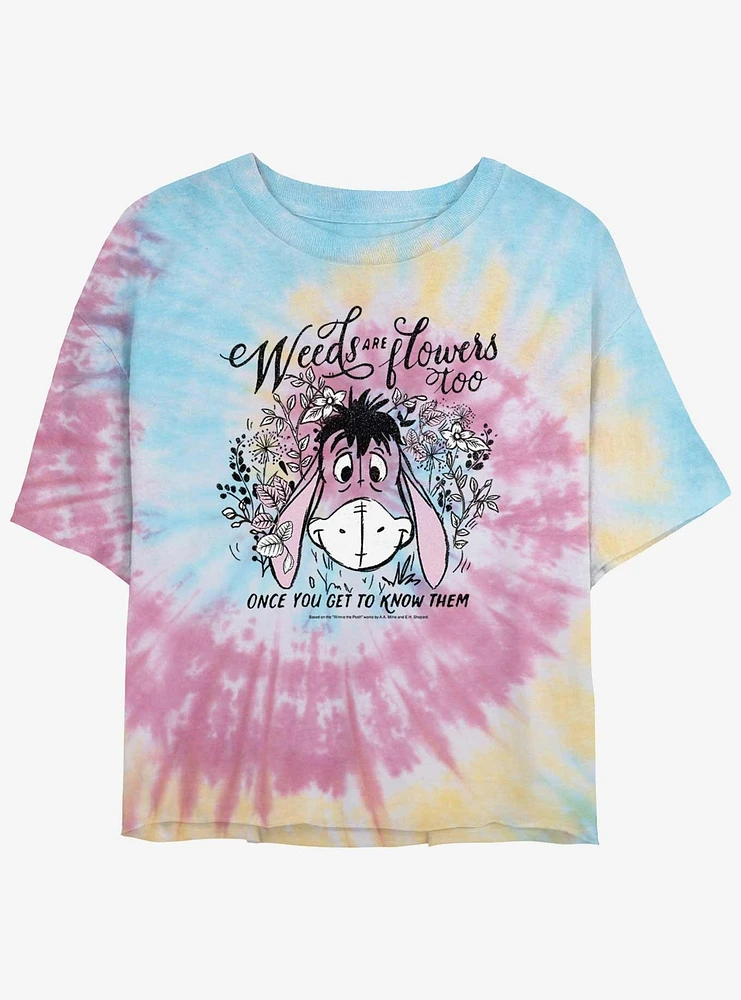 Disney Winnie The Pooh Eeyore Weeds Are Flowers Too Girls Tie-Dye Crop T-Shirt