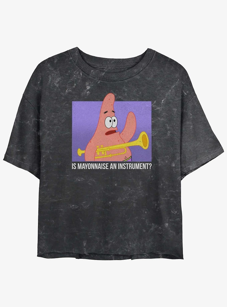 SpongeBob SquarePants Patrick Is Mayonnaise An Instrument Girls Mineral Wash Crop T-Shirt