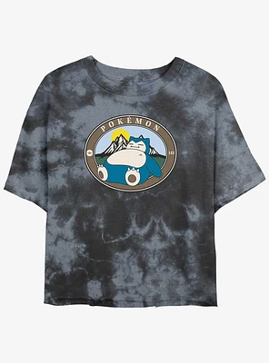 Pokemon Sleepy Snorlax Girls Tie-Dye Crop T-Shirt