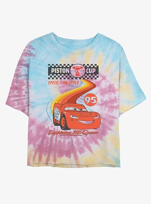 Disney Pixar Cars Retro McQueen Speedway Girls Tie-Dye Crop T-Shirt