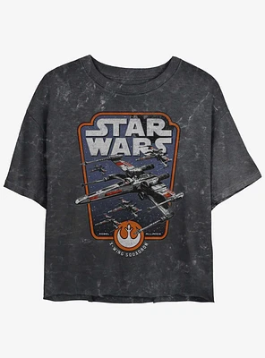 Star Wars Red Squadron Girls Mineral Wash Crop T-Shirt
